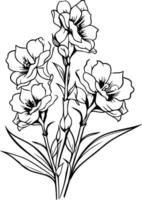 Elegant black and white line art illustration of a delicate flower bouquet, perfect for adding a touch of nature to your designs vector