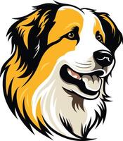 A friendly and playful cartoon dog head with a happy expression, perfect for pet related designs, logos, and illustrations vector