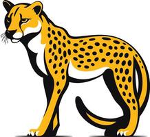 A bold, stylized illustration of a cheetah in a classic standing pose vector