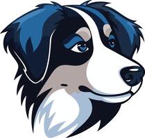 A stylized illustration of a border collie's head, with a sharp focus on the eye and fur detail vector
