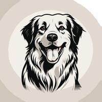 Smiling dog with black and white fur, perfect for pet related designs, logos, and illustrations vector