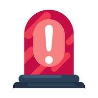 Red emergency light icon with exclamation mark on top vector