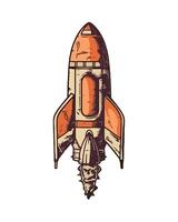 A drawing of a rocket ship on a white background vector