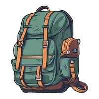 A green backpack with orange straps vector