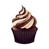 un chocolate magdalena con un blanco Crema vector