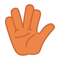A hand with five fingers is shown in an orange color vector