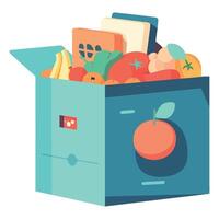 A box full of fruit and vegetables vector