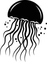 Simple black and white illustration of a jellyfish, perfect for design projects, tattoos, and branding vector