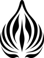 Abstract black and white design with a teardrop shape and intricate lines, perfect for tattoos, branding, or as a minimalist graphic element vector