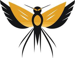 Abstract stylized insect logo with bold black and yellow color scheme vector