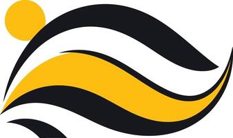 Abstract logo design with yellow and black flowing waves, symbolizing movement, growth, and energy vector