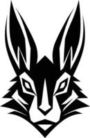A bold and powerful black and white rabbit head illustration, ideal for branding, logos, and designs that require a sense of speed, agility, and determination vector
