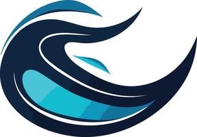 Abstract blue and black logo design with a dynamic wave like shape vector