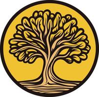 A simple yet powerful logo design featuring a stylized tree within a circular frame, perfect for businesses emphasizing growth, community, and nature vector