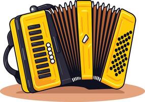 A cartoon style illustration of a yellow accordion, perfect for adding a fun and musical touch to your designs vector