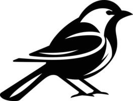 Simple, bold silhouette of a bird in black and white vector