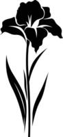 Simple yet elegant, this black and white silhouette of an iris flower is perfect for adding a touch of nature to your designs vector