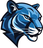 A fierce blue panther head, perfect for sports teams, businesses, or branding needing a powerful and authoritative image vector