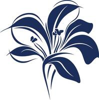 Elegant blue lily silhouette, perfect for adding a touch of nature to your designs vector