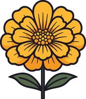 A simple and cheerful illustration of a yellow flower with green leaves, perfect for adding a touch of nature to your designs vector