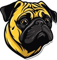 A stylized illustration of a pug's head, perfect for pet themed designs, branding, and social media vector