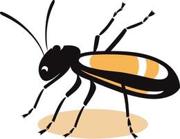 A stylized, black and yellow insect, similar to a beetle, sits on a brown background vector