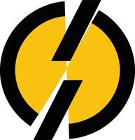 Abstract logo design featuring a bold black slash intersecting a yellow circle vector