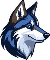 A bold and confident blue wolf head mascot logo design, perfect for a sports team, company, or organization vector