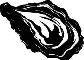 A simple, black and white silhouette of an oyster shell vector