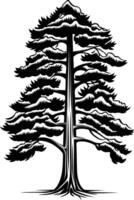 A striking silhouette of a majestic pine tree, perfect for adding a touch of nature to your design projects vector