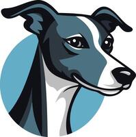 A friendly cartoon greyhound dog with a white patch on its chest vector