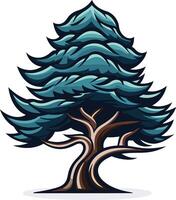A stylized blue pine tree with a strong and sturdy trunk, perfect for logo design, branding, or nature themed projects vector