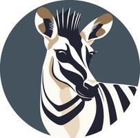 A minimalist, stylized illustration of a zebra's head in a circle vector