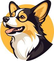 Smiling Cartoon Dog With Yellow Background vector