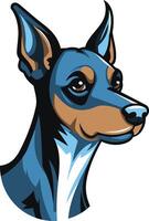 A playful and friendly cartoon illustration of a blue and brown dog with a white patch on its chest, perfect for branding or design projects vector
