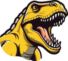 A fearsome yellow t-rex with sharp teeth and a gaping maw vector