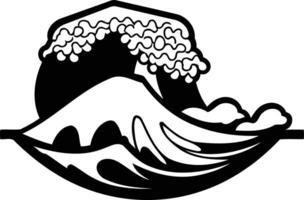 Black and white illustration of a stylized wave crashing, perfect for use in tattoos, graphic design, or as a symbol of the ocean vector