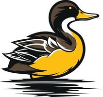 A cartoon style illustration of a yellow and brown duck in a swimming pose vector