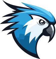 A bold and stylized blue parrot head logo, perfect for a gaming team, sports team, or tech brand seeking a powerful and unique visual identity vector