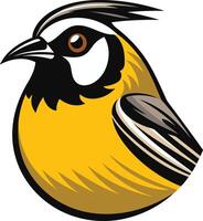 A element illustration of a yellow bird with black and white markings vector