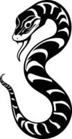 A striking black and white illustration of a snake, perfect for tattoo design, branding, or any project requiring a bold and symbolic image vector