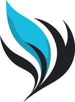 A modern and abstract logo design featuring a stylized blue and black feather shape vector