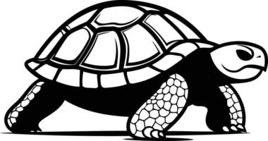 Black and white element illustration of a tortoise walking, perfect for logo design, branding, and print media vector
