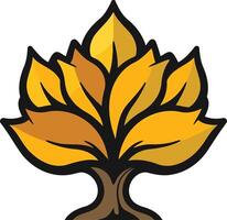 This element illustration features a stylized golden tree with a brown trunk, symbolizing growth, nature, and prosperity vector