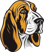 A bold and colorful illustration of a basset hound, perfect for pet related branding or design projects vector