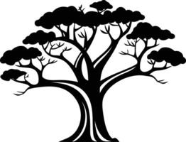 Simple black and white silhouette of a large tree, perfect for creating logos, branding, or nature themed designs vector