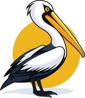 A friendly cartoon pelican with a bright yellow beak and a sunny background vector