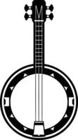 Simple black and white silhouette of a banjo, perfect for music related designs vector