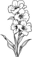 Elegant black and white illustration of a delicate flower bouquet, perfect for adding a touch of nature to your designs vector