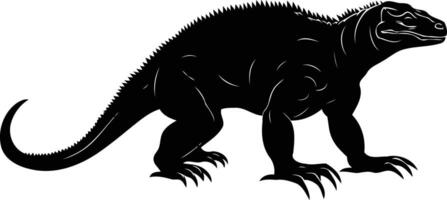 A dramatic black silhouette of a powerful iguana, perfect for adding a touch of the wild to your designs vector